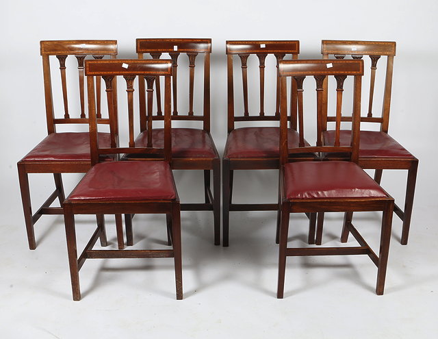 Appraisal: A SET OF SIX EDWARDIAN DINING CHAIRS with decorative inlay