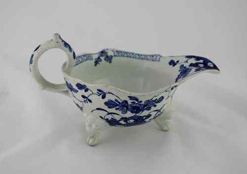 Appraisal: A Bow blue and white sauceboat circa - of silver