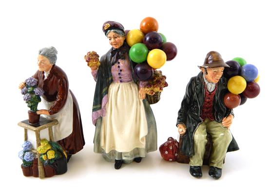 Appraisal: Three Royal Doulton figurines depicting flower and balloon vendors Biddy