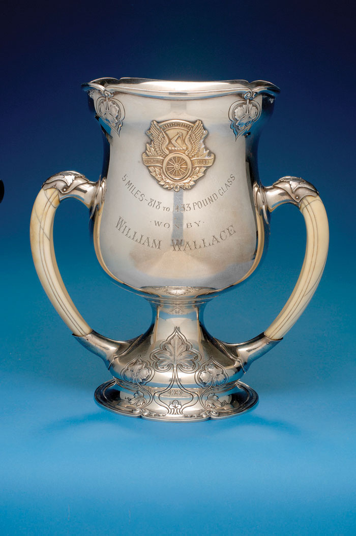 Appraisal: AMERICAN ART NOUVEAU 'ATHENIC' SILVER AND IVORY-MOUNTED TROPHY GORHAM MANUFACTURING