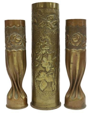 Appraisal: lot of French WWI-era trench art vases fashioned from artillery