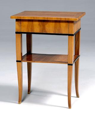 Appraisal: Biedermeier fruitwood sewing table sewing or work table with fruitwood