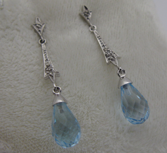 Appraisal: PAIR OF BLUE TOPAZ AND K WHITE GOLD EARRINGS each