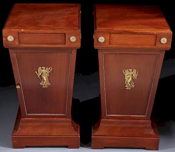 Appraisal: A PAIR OF BRONZE MOUNTED MAHOGANY PEDESTALS A PAIR OF