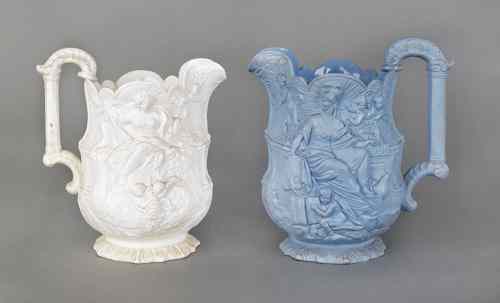 Appraisal: Two massive Parian water pitchers mid th c with classical