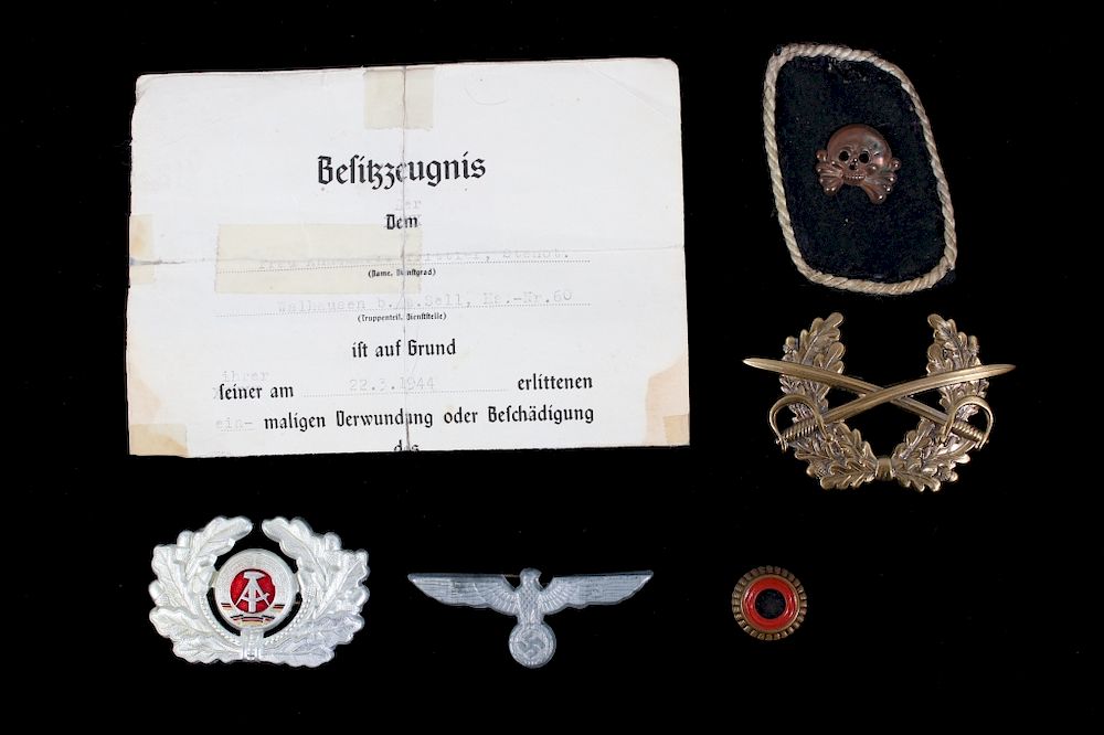 Appraisal: Collection of Nazi Pins 'Tinnies' and Papers Included in this