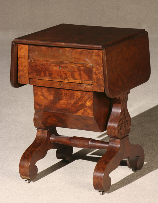 Appraisal: Classical Mahogany Drop-Leaf Work Table Attributed to the Workshop of