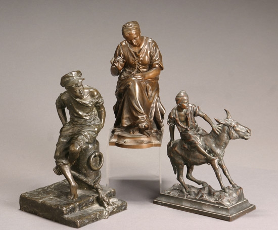 Appraisal: Three Continental Bronze Figures First Quarter th Century The first