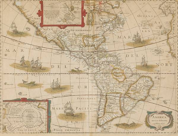 Appraisal: HONDIUS HENRICUS - America noviter delineata Amsterdam Hondius Copper-engraved map