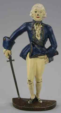 Appraisal: LAFAYETTE DOORSTOP Cast iron figural doorstop depicts historical character in