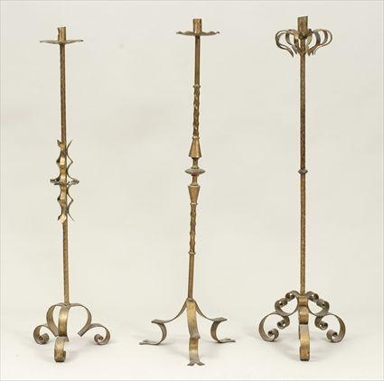 Appraisal: Three Gilt-Metal Torch res Modern to in