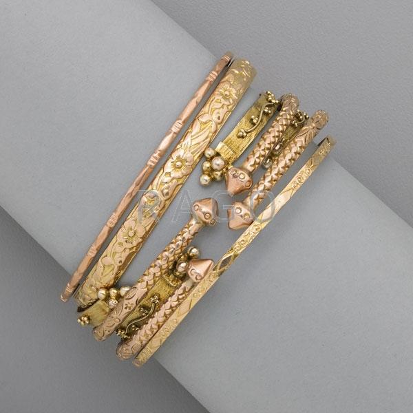 Appraisal: SEVEN GOLD OR GOLD FILLED BANGLE BRACELETS Condition Report