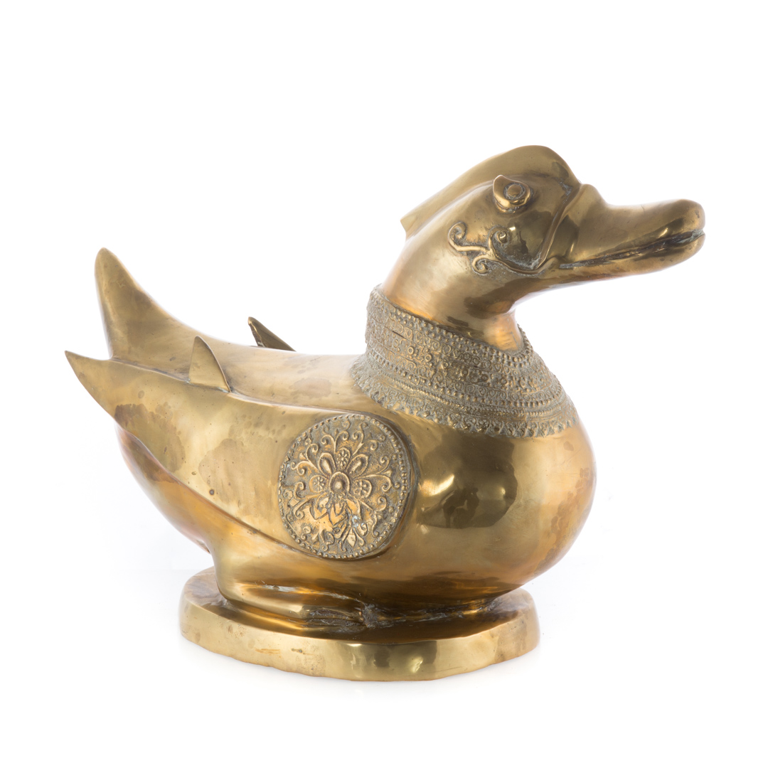 Appraisal: Indian brass duck in H in L Condition Scratches wear