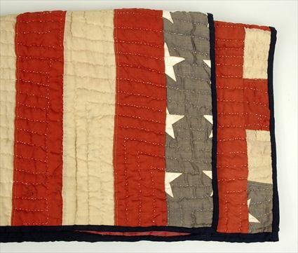 Appraisal: American Cotton Flag-Motif Quilt x in