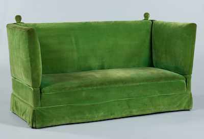 Appraisal: A Green Velvet Italian Love Seat In the empire taste