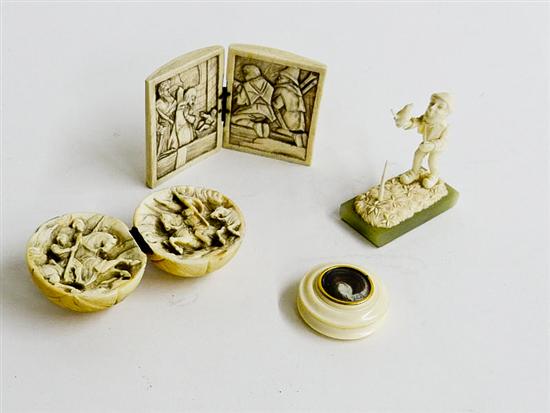 Appraisal: FOUR PIECES OF IVORY European late th-early th century Two