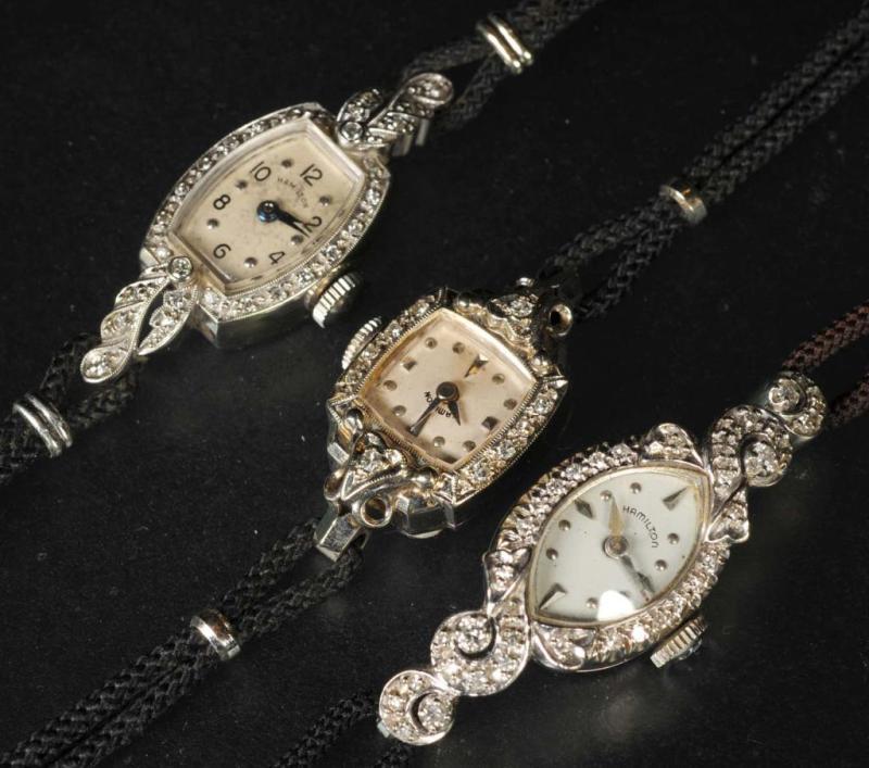 Appraisal: Lot of Antique Jewelry W Gold Diamond Watches Description All