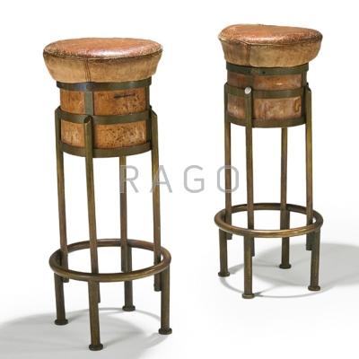 Appraisal: MAISON DESNY Pair of Art Deco bar stools France s