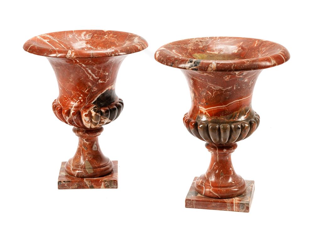 Appraisal: A Pair of Italian Marble Urns A Pair of Italian