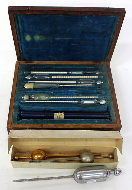 Appraisal: A COLLECTION OF TEN VARIOUS GLASS AND METAL HYDROMETERS some