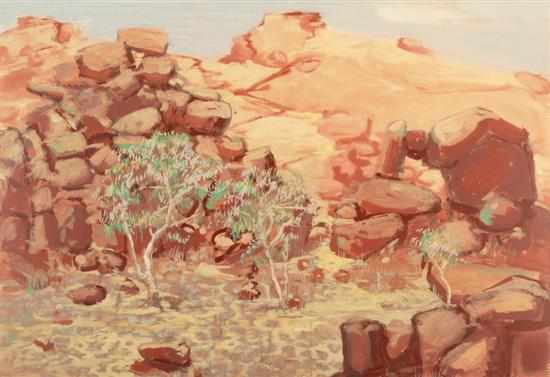 Appraisal: CLIFTON PUGH - Rocky Outcrop Central Australia gouache signed and