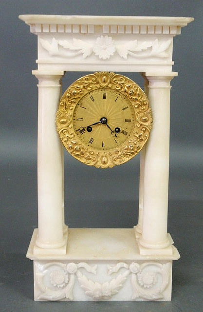 Appraisal: French marble mantel clock th c As found h x