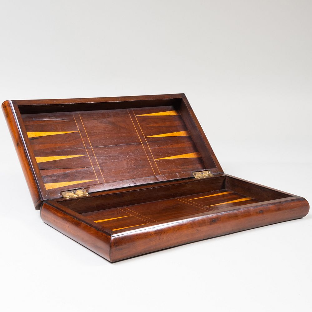 Appraisal: Towbridge Inlaid Mahogany Games Box Chess and backgammon boards x