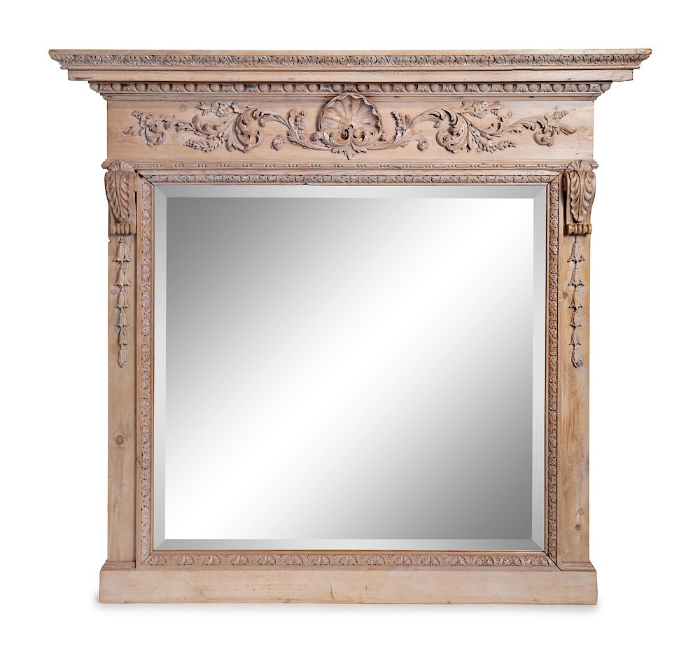 Appraisal: A Neoclassical Style Pine Overmantel Mirror A Neoclassical Style Pine