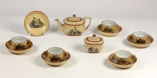 Appraisal: A doll's tea set early th Century transfer printed scenes