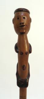 Appraisal: Central African Scepter Carved and stained wood with animal hide