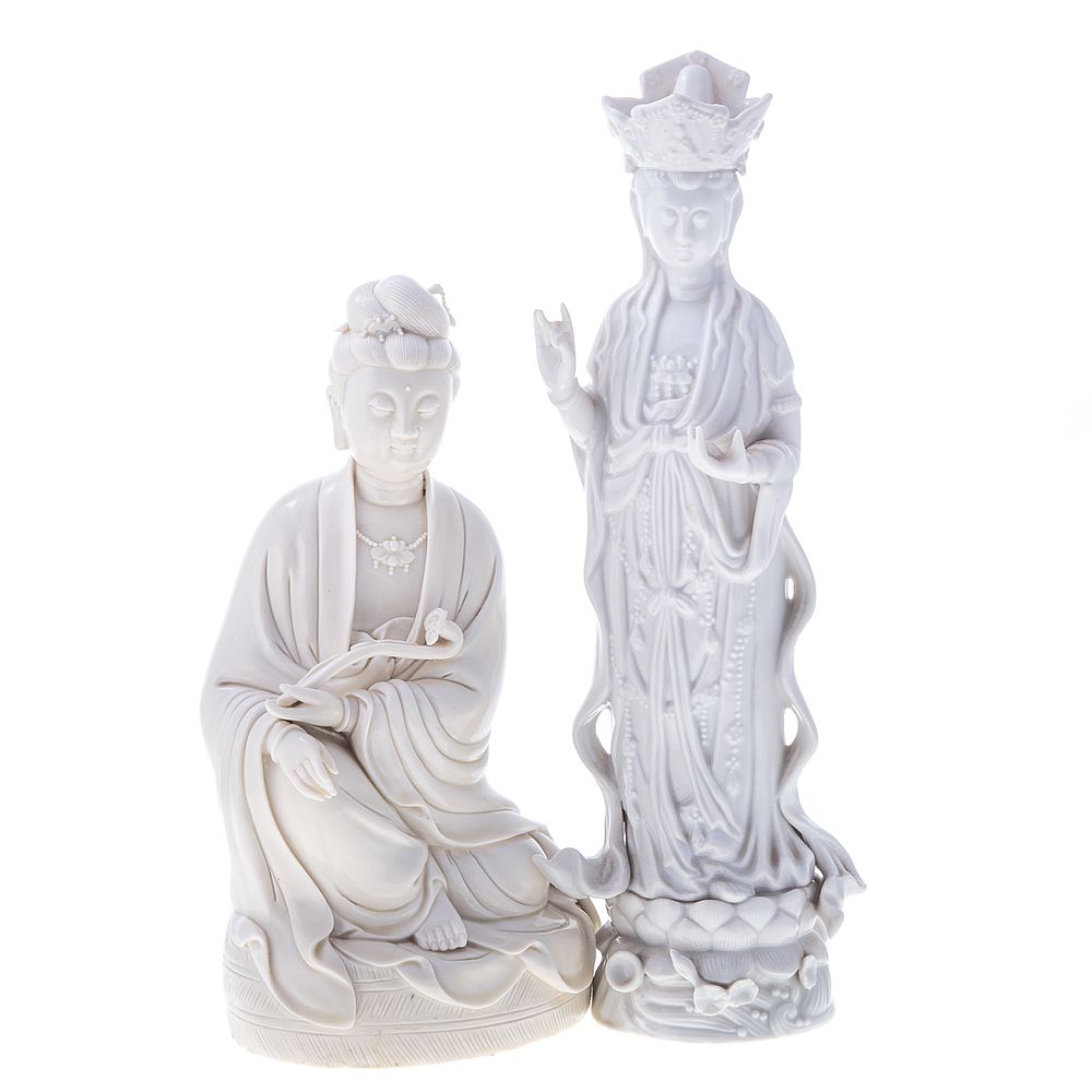 Appraisal: Two Chinese Blanc De Chine Quan yin Figures Quan yin