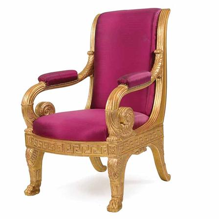 Appraisal: Upholstered Open Armchair Continental th century Estimate -