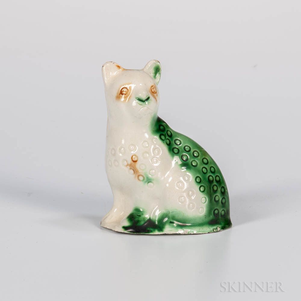 Appraisal: Staffordshire Creamware Model of a Cat Staffordshire Creamware Model of