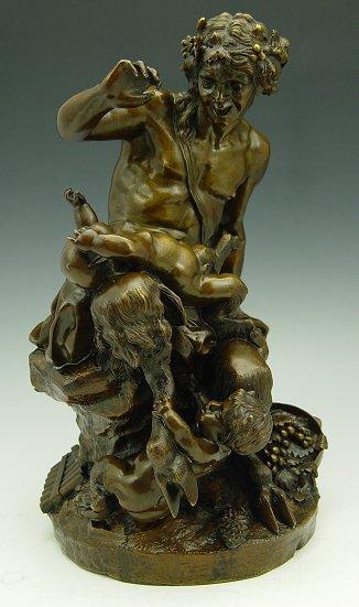 Appraisal: EARLY BRONZE SATYR WITH CHILDREN SCULPTURE Late th early th