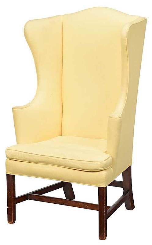 Appraisal: American Chippendale Upholstered Wing Chair probably late th century narrow