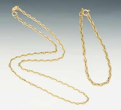 Appraisal: An k Gold Necklace and Bracelet Set k yellow gold