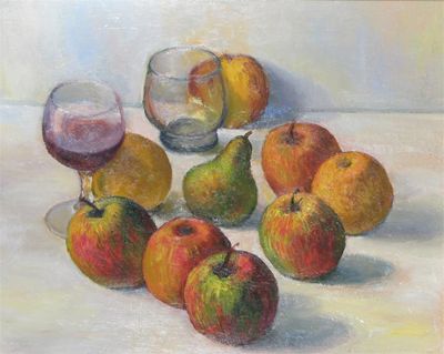 Appraisal: Ken Leech th Century Stilll life - fruit and glasses