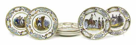 Appraisal: An Assembled Set of Twelve Polychrome Decorated Creil Plates depicting