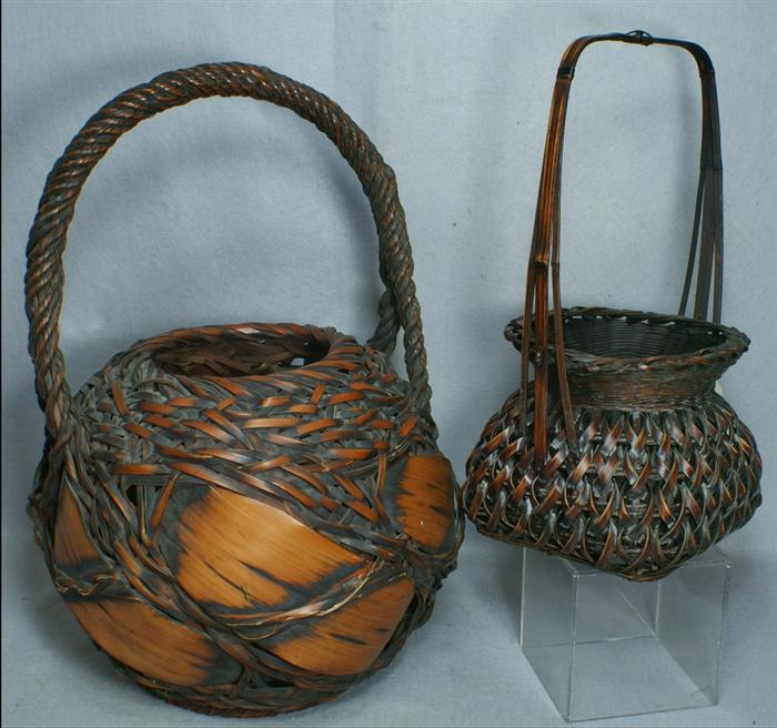 Appraisal: Lot of two Japanese Ikabana baskets smaller one is approximately