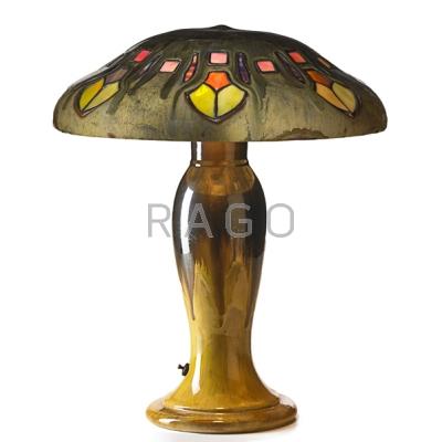 Appraisal: FULPER Rare Vasekraft lamp Cat s Eye Flambe glaze Flemington