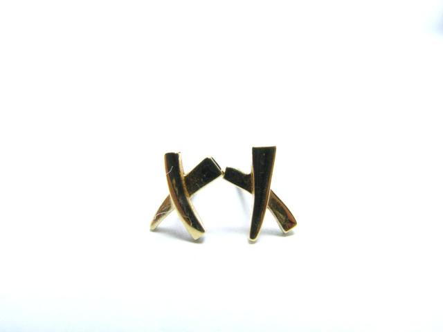 Appraisal: Pair of Tiffany Company K Yellow Gold ''X'' Earrings with