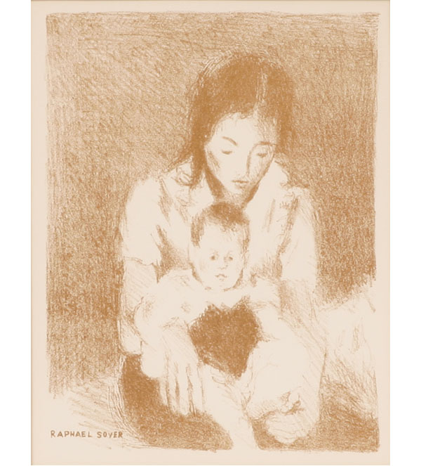 Appraisal: Raphael Soyer American - young mother with child print in