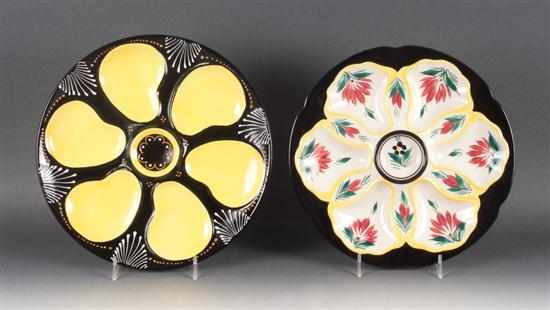 Appraisal: Two Hubaudiere Quimper faience oyster plates th century floral decoration