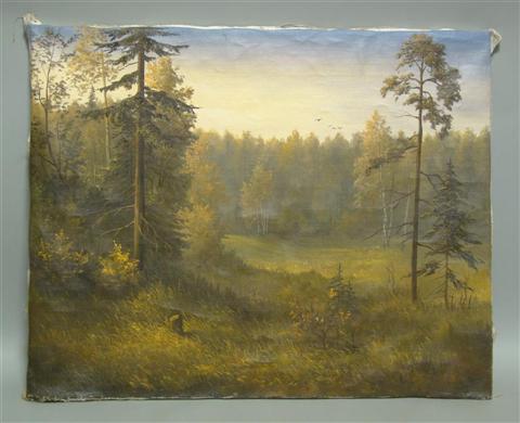 Appraisal: RUSSIAN LANDSCAPE Oil on canvas x in Lower right signed