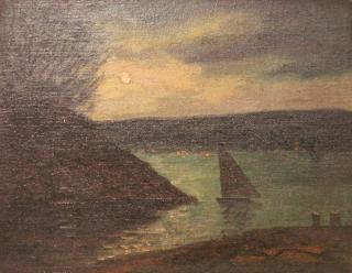 Appraisal: Charles LeRoy th th c Moonlight on the Hudson Oil