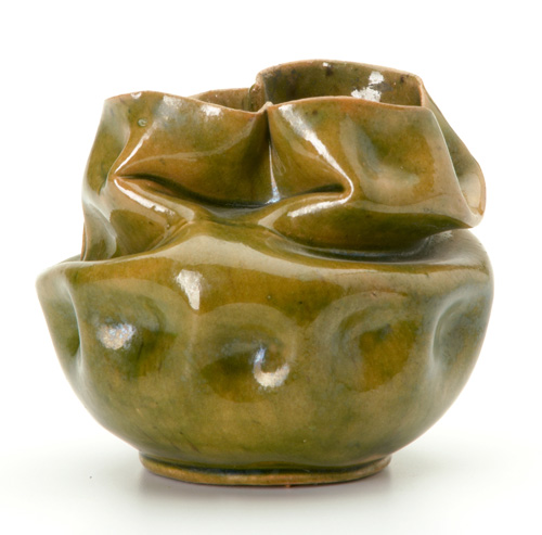 Appraisal: GEORGE OHR Dimpled and folded vessel covered in a sheer