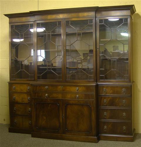 Appraisal: REGENCY STYLE INLAID BREAKFRONT The molded cornice over hinged glass