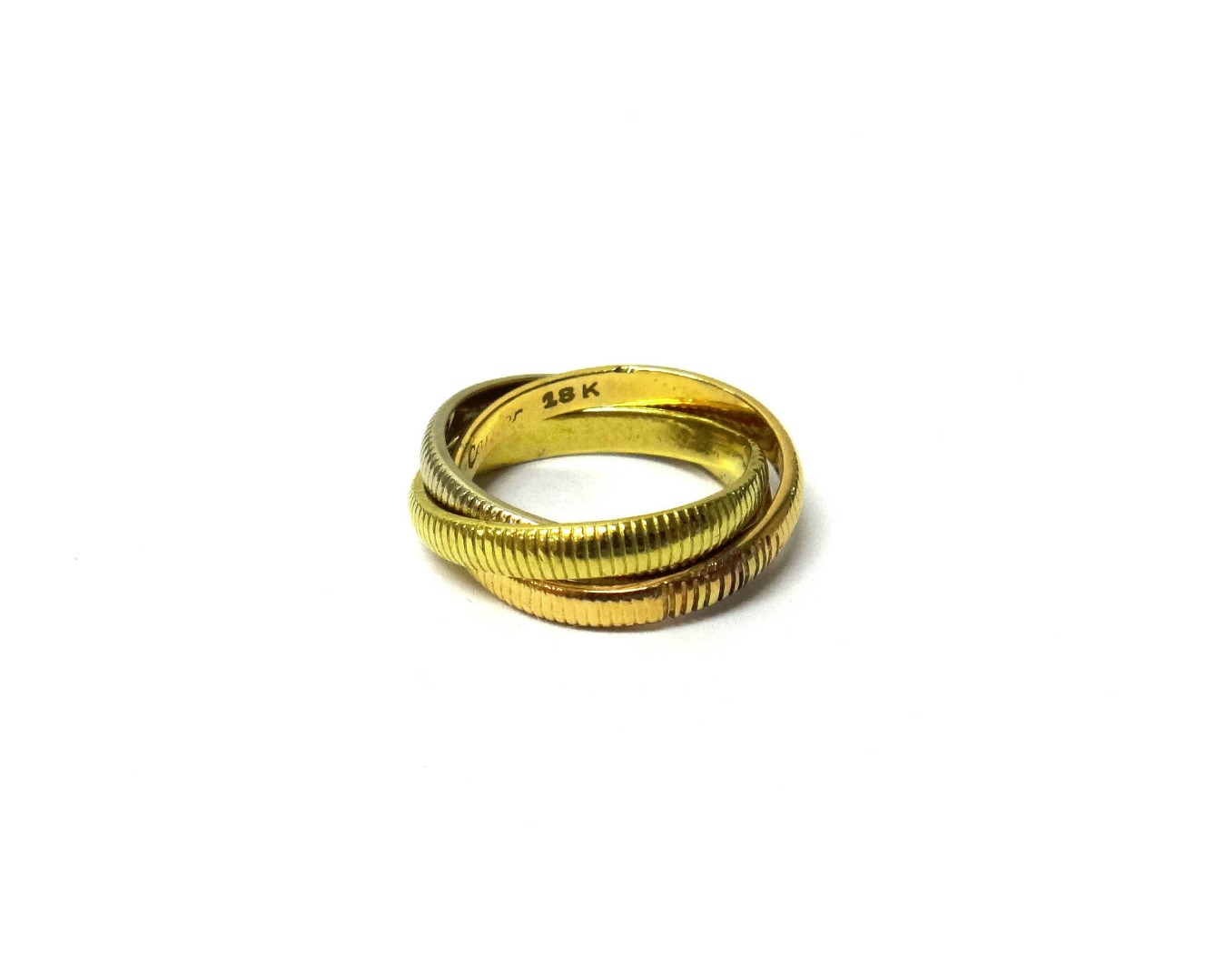 Appraisal: A Cartier three colour gold triple band Russian style wedding