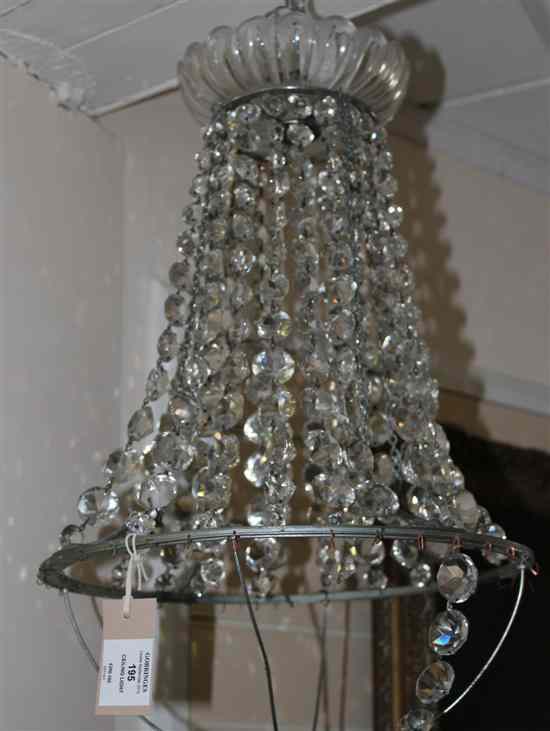 Appraisal: An Edwardian tent and bag ceiling light hung with cut