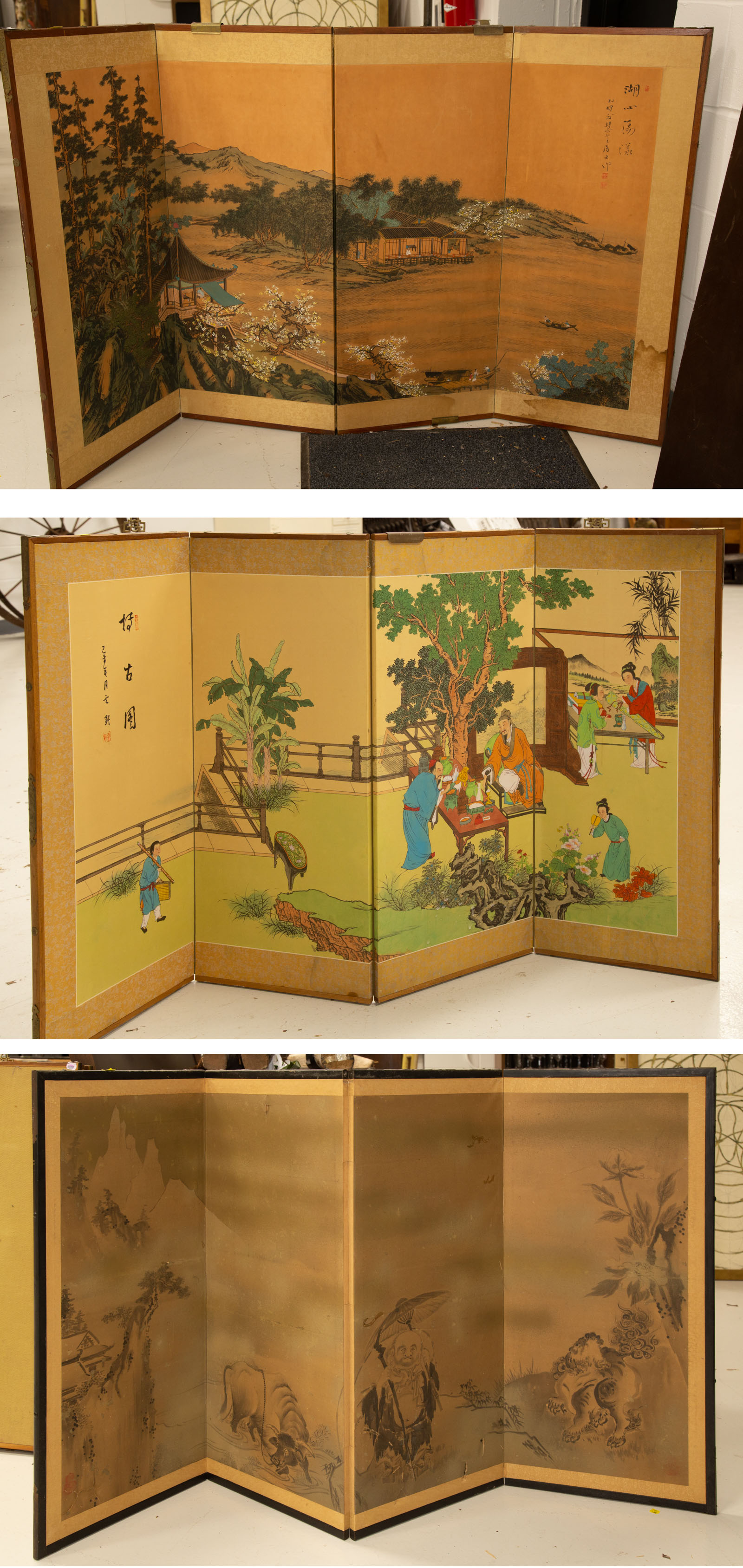 Appraisal: A CHINESE TWO JAPANESE TEA SCREENS Notably including a Japanese